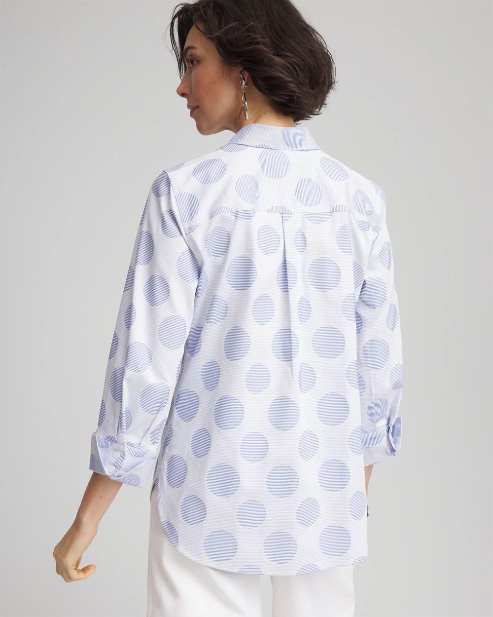 No Iron™ Polka-Dot Stretch Sateen Shirt | Chico's